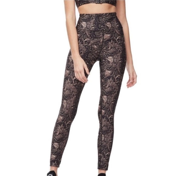Good American Pants - Good American Snake Print High Rise Leggings Brown & Black Sz L